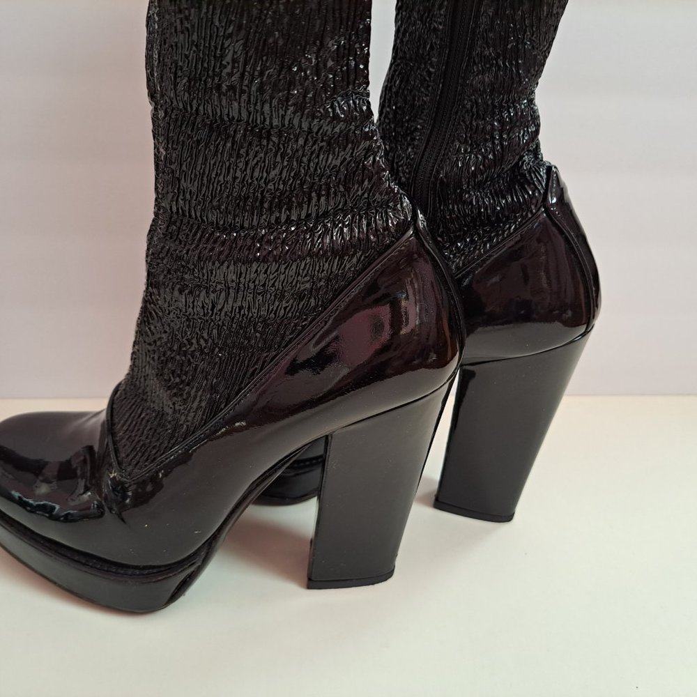 Prada Women's Black Leather Long Boots Size 36.5 - Picture 7 of 16